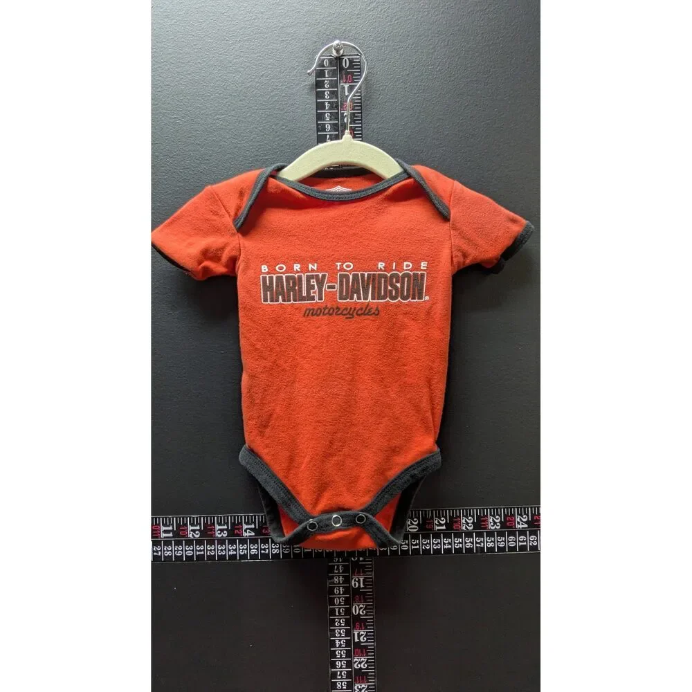 Harley-Davidson Baby Bodysuit 3-6M Born to Ride Orange Black Motorcycle Infant